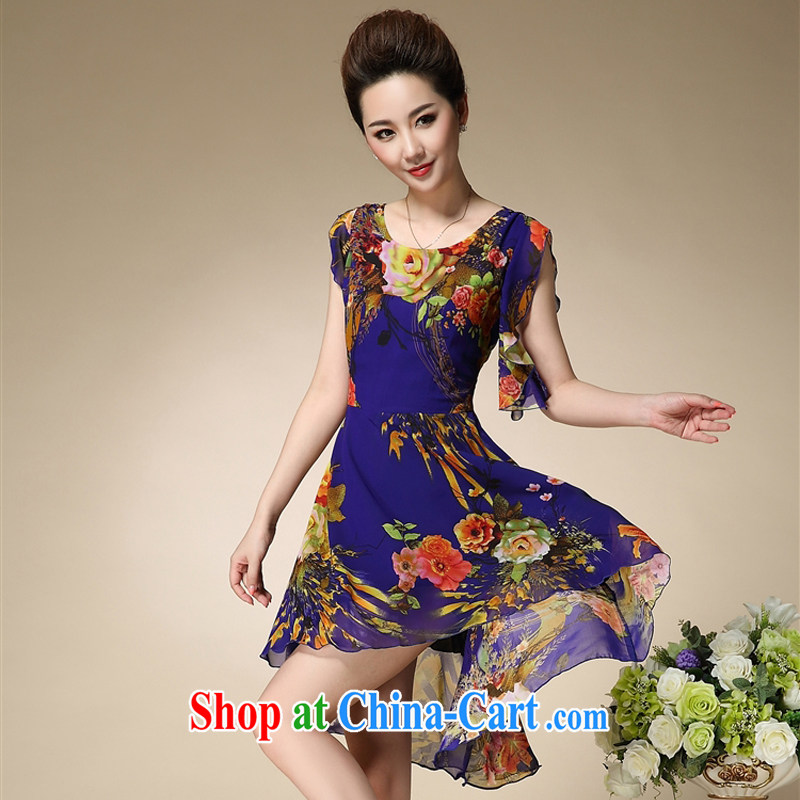 UYUK dress girls summer 2015 the Code women's clothing stylish stamp snow woven middle-aged ladies dress mother load Po blue XXXXL, Yi, with (UYUK), and, on-line shopping