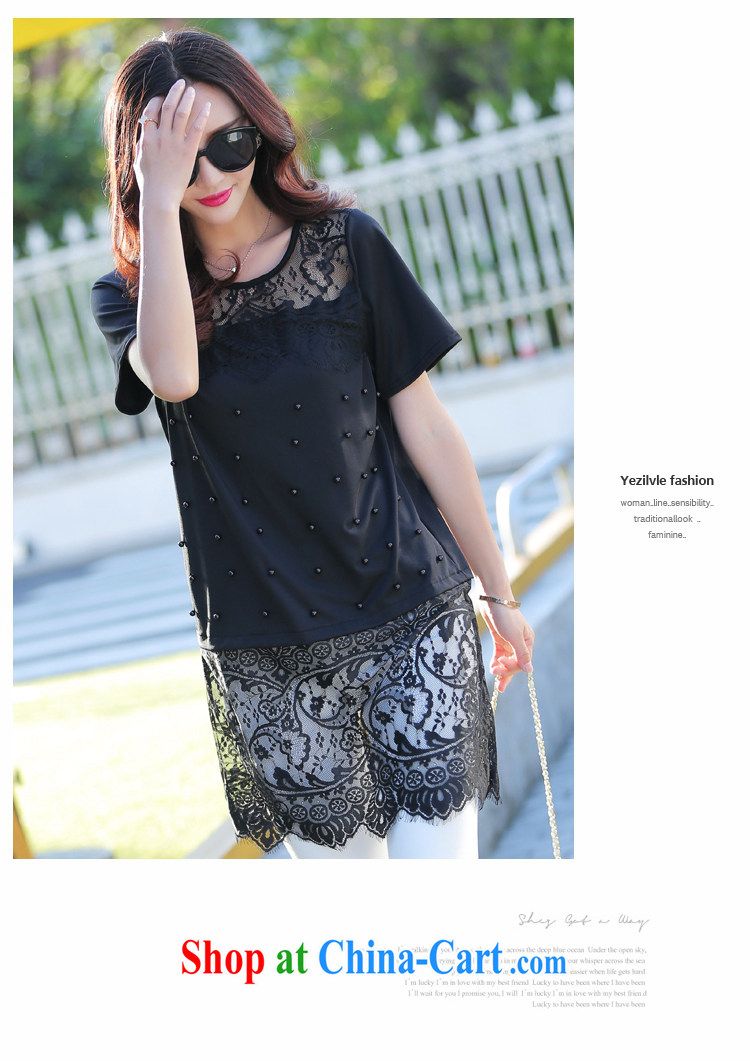 Diane affordable summer 2015 new mm thick and fat XL female biological empty nails Pearl lace, with Korean version, long T shirts dresses black XXL (recommendations 125 - 140 jack) pictures, price, brand platters! Elections are good character, the national distribution, so why buy now enjoy more preferential! Health