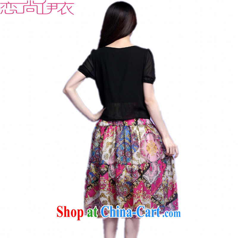 The 2015 summer new leave two female temperament graphics thin short-sleeved snow woven dresses and ventricular hypertrophy, Bohemian Beach Resort skirt skirt blue 4 XL approximately 170 - 185 jack, slim, Connie, and shopping on the Internet