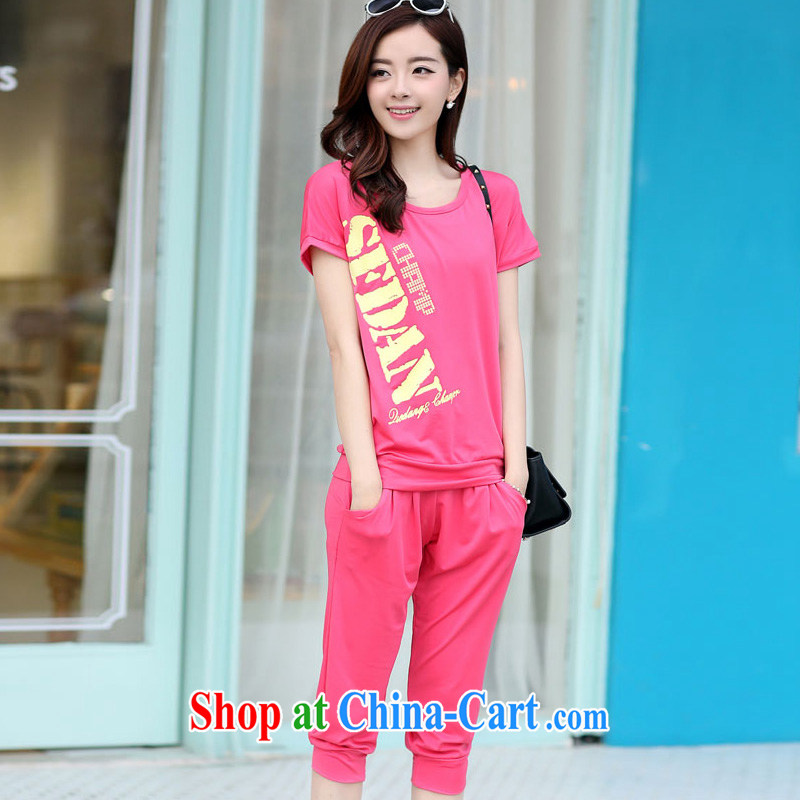 Cheuk-yan Zi spent 2015 focused on MM and indeed increase, female new spring and summer sport and leisure package short-sleeve XL two-piece pink XXXXL, Cheuk-yan Zi spend, shopping on the Internet