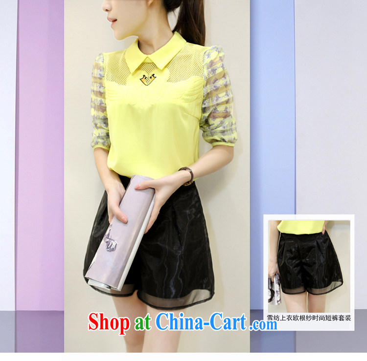Blue South Korea's 2015 spring and summer new female Two-piece 5 sub-sleeved T-shirt with shorts sweet Leisure package female yellow XL pictures, price, brand platters! Elections are good character, the national distribution, so why buy now enjoy more preferential! Health