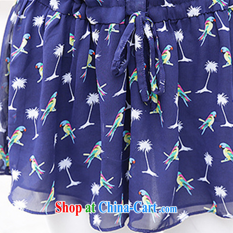 Find Cayman 2015 summer new paragraph 5 XL large code female birds stamp snow woven shirts 1195 royal blue 5 XL, find Cayman, shopping on the Internet