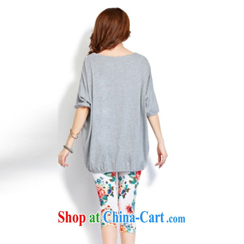 Oh, the 2015 mm thick summer is the girl with cotton loose short-sleeved T-shirt and indeed increase leisure sport kits female Z 8062 gray two-piece XXXXL, oh, blogs, and shopping on the Internet
