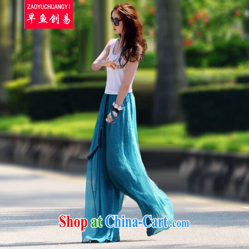 Earlier fish-easy-to-summer 2015 new Korean fashion ladies, snow-woven loose the code high-waist skirts trousers wide leg trousers black XL, fish-easy-to- (ZYCY), online shopping