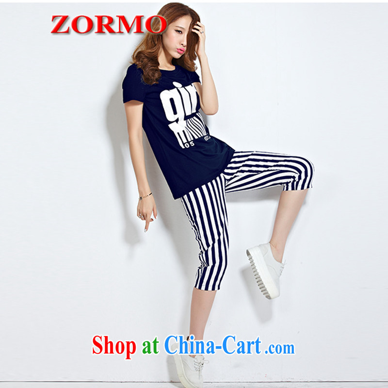 ZORMO larger female letter stamp and indeed increase Code T shirt + thick mm 7 pants 2 piece lounge suite royal blue 5 XL, ZORMO, shopping on the Internet