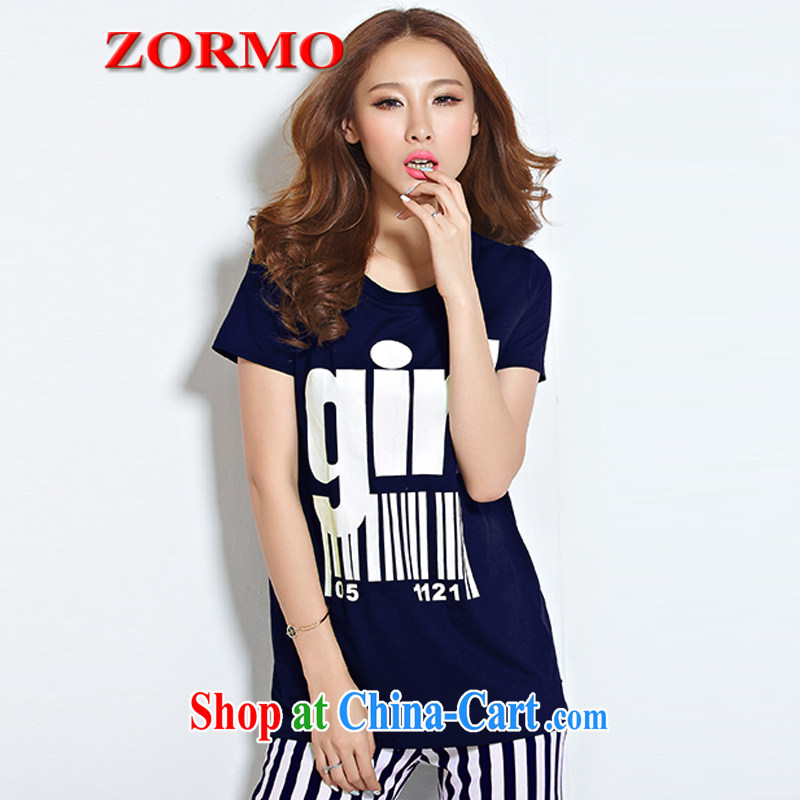 ZORMO larger female letter stamp and indeed increase Code T shirt + thick mm 7 pants 2 piece lounge suite royal blue 5 XL, ZORMO, shopping on the Internet
