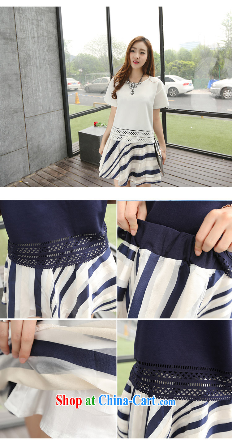 Rate the 2015 summer new dresses XL dress Korean short-sleeved thick sister two-piece 200 Jack 9922 dark blue XXXXL pictures, price, brand platters! Elections are good character, the national distribution, so why buy now enjoy more preferential! Health