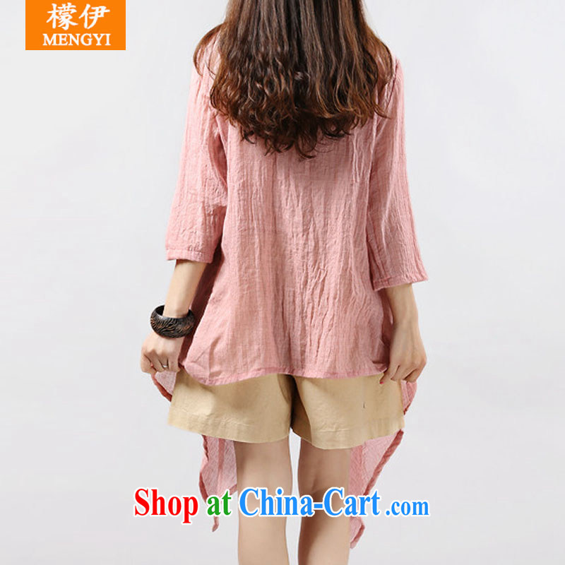 Was the 2015 summer new, larger female arts, 5 cuff cotton Ma Air Conditioning T-shirt anti-嗮 T-shirt does not rule shirt Q 3532 leather pink XXL, was Iraq (Mengyi), online shopping