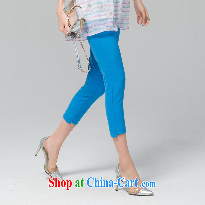 blue if the water XL female 2015 summer new pants thick MM castor pants stretch the code 7 pants female large blue code XL