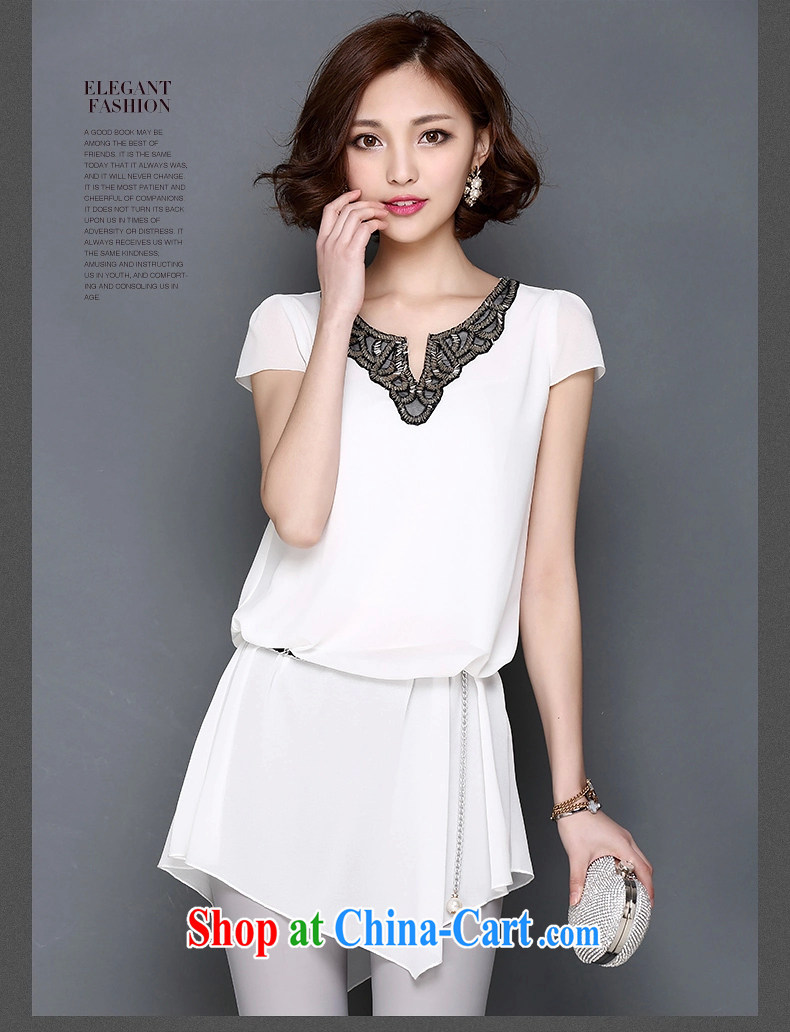 Korean Beauty Qi 2015 summer new, larger female decoration, embroidery V collar, long, loose short-sleeved snow woven shirts female 694 light gray XXXL pictures, price, brand platters! Elections are good character, the national distribution, so why buy now enjoy more preferential! Health