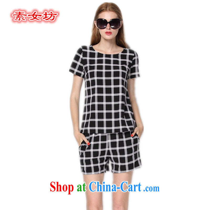 Pixel Workshop on Women, the girl with thick mm summer wear casual wear snow woven Package Women's Shorts thick sister graphics thin 200 9111 Jack Black 5 XL recommendations 185 - 210 jack, female square (SUNVFANG), online shopping