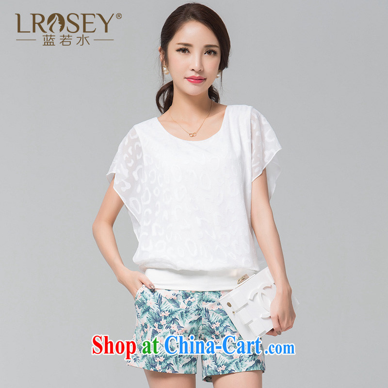 blue if the water increase, female 2015 summer new bat sleeves casual relaxed mm thick snow woven T-shirt large white code 3XL, blue water (lrosey), online shopping