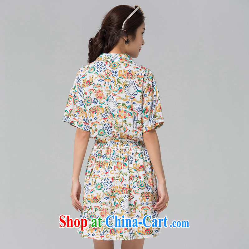 Blue Water larger female summer new dresses and stylish cool shirt collar cultivating short-sleeved dress suit the code XXL, blue water (lrosey), online shopping