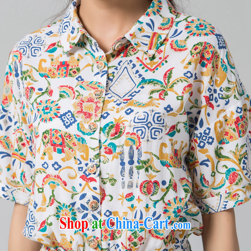Blue Water larger female summer new dresses and stylish cool shirt collar cultivating short-sleeved dress suit the code XXL, blue water (lrosey), online shopping