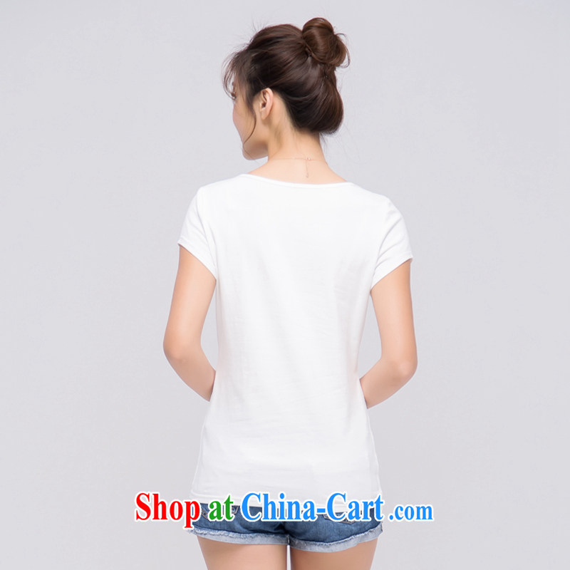blue if the water large, female 2015 summer new thick MM fashion round stamp duty for a short-sleeved shirt T Black Large Number 3 XL, blue water (lrosey), shopping on the Internet