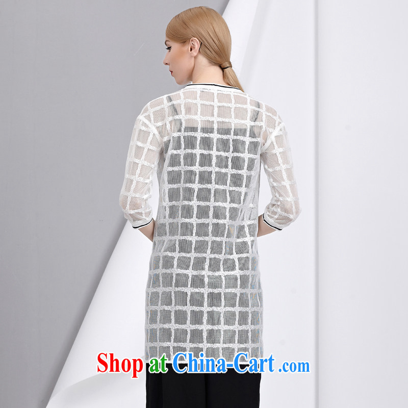 cheer for summer 2015 new products, female OL lace tartan 5 cuff video slim jacket, sunscreen shirts 2811 white 3XL, cross-sectoral provision (qisuo), online shopping