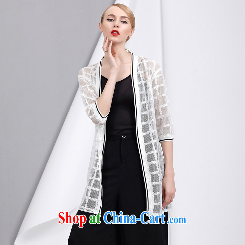 cheer for summer 2015 new products, female OL lace tartan 5 cuff video slim jacket, sunscreen shirts 2811 white 3XL, cross-sectoral provision (qisuo), online shopping