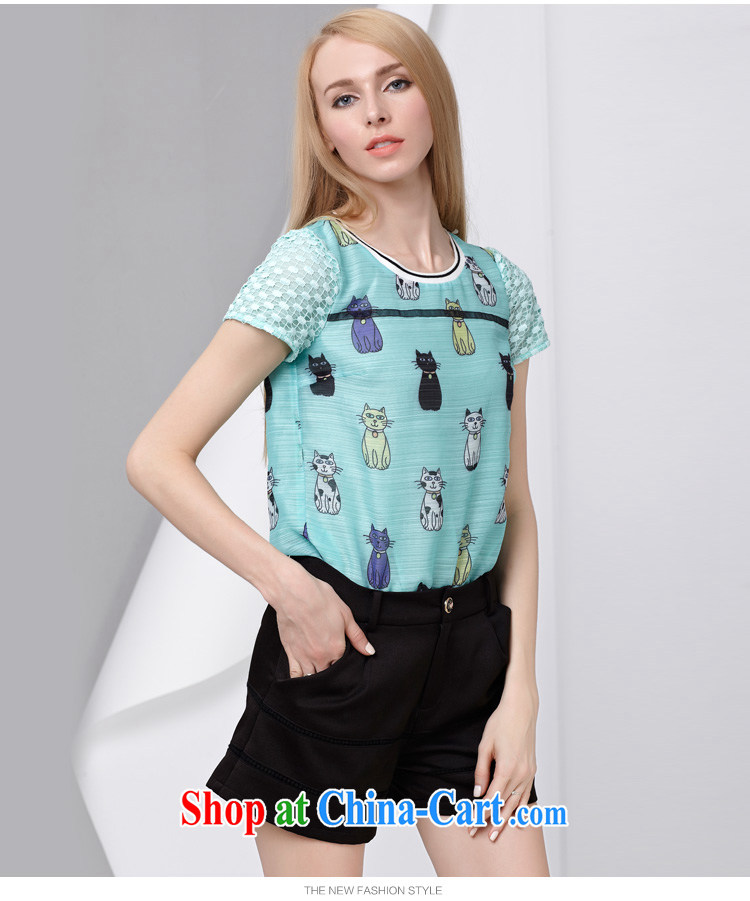 cheer for summer 2015 new products, female lady small kitten stamp graphics thin large short-sleeved T pension 2803 white 5 XL pictures, price, brand platters! Elections are good character, the national distribution, so why buy now enjoy more preferential! Health