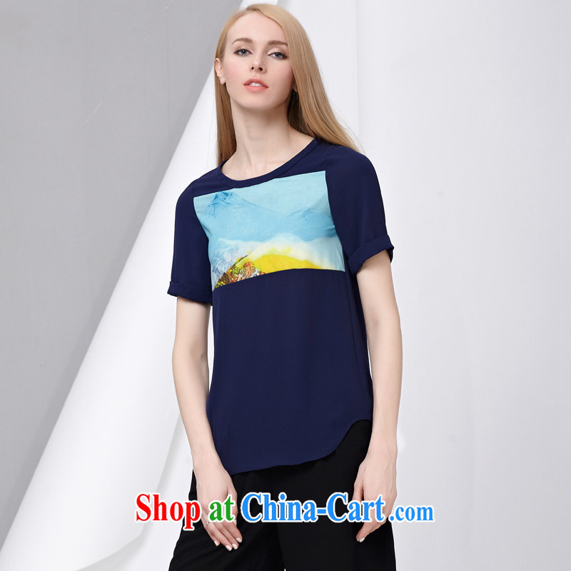 cheer for summer 2015 new products, female Korean ink stamp on sister graphics thin short-sleeved T shirt 2771 blue 5 XL, cross-sectoral provision (qisuo), online shopping
