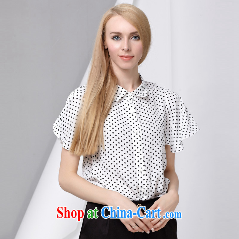 cheer for summer 2015 new products, female Sweet Dot Korean version graphics thin large short sleeve T-shirt 2776 white 5 XL