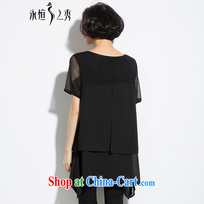 Eternal show Summer 2015 mm thick new, larger female hot letter stamp loose video thin, long T shirt black 3 XL, eternal, and the show, the online shopping