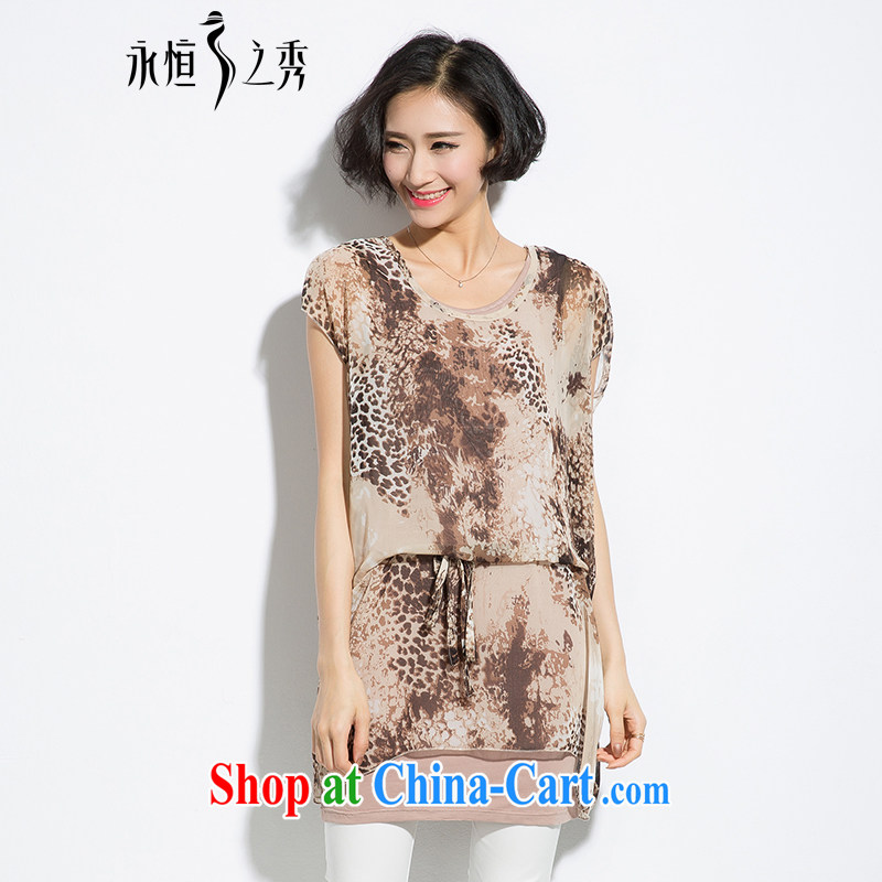 Eternal show Summer 2015 mm thick new, larger female soft Leopard snow spinning atmospheric graphics thin dresses Leopard 3XL