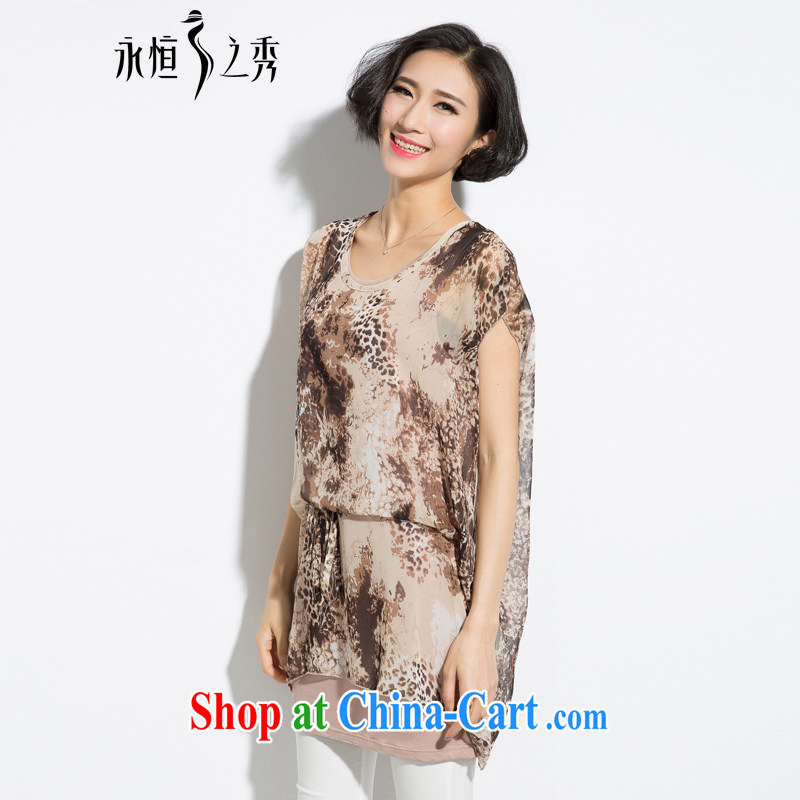 Eternal show Summer 2015 mm thick new, larger female soft Leopard snow spinning atmospheric graphics thin dresses Leopard 3XL, eternal, and the show, and shopping on the Internet