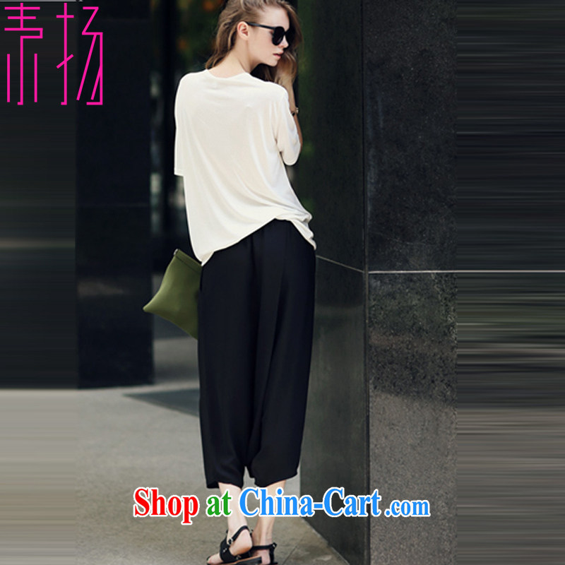 Speakers of the Code female T shirts personalized pants and skirts 2015 spring and summer new Europe thick MM parquet drill white T shirts personalized pants and skirts package two-piece 564 black 4XL, quality speakers, and shopping on the Internet