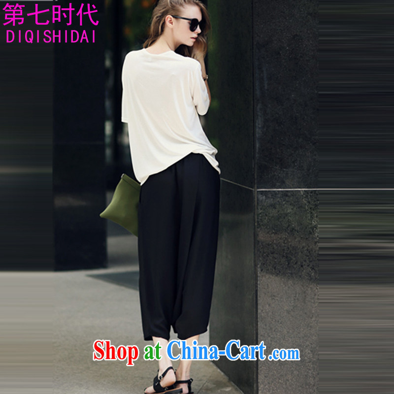 The first 7 times larger female T-shirts relaxed casual pants girls 79 of summer 2015 new Europe thick MM personalized pants and skirts package two-piece 564 black XL, the first 7 times (DIQISHIDAI), shopping on the Internet