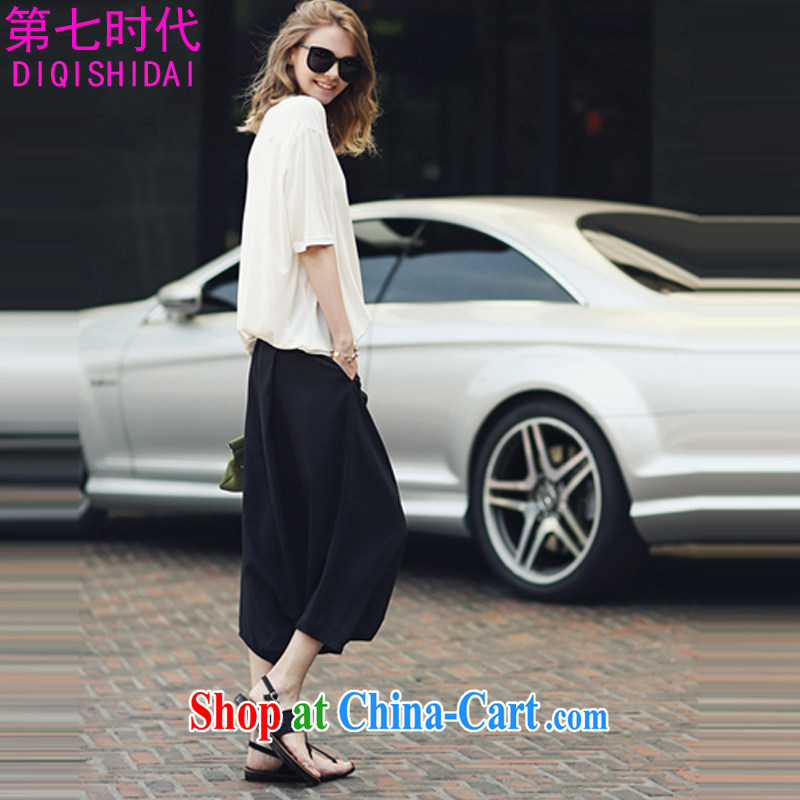 The first 7 times larger female T-shirts relaxed casual pants girls 79 of summer 2015 new Europe thick MM personalized pants and skirts package two-piece 564 black XL, the first 7 times (DIQISHIDAI), shopping on the Internet