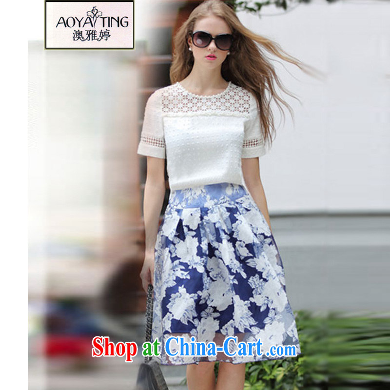 o Ya-ting 2015 New, and indeed increase, female summer thick mm video thin lace T shirt + body skirt Kit white two-piece 4 XL recommends that you 160 - 180 jack