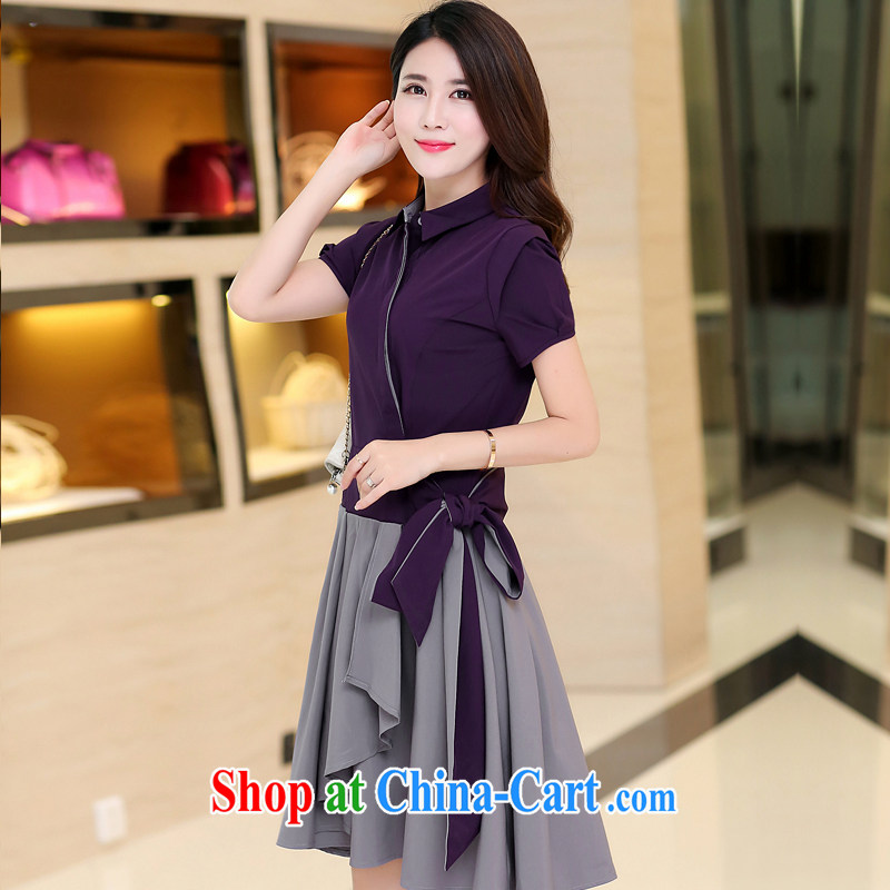 Ying Ying water, 2015 the Code women mm thick summer Korean video thin short-sleeve thick sister Summer Snow-woven dresses - YY 206,000 purple gray 3 XL (130 - 140 ) jack, Ying Ying, water, shopping on the Internet
