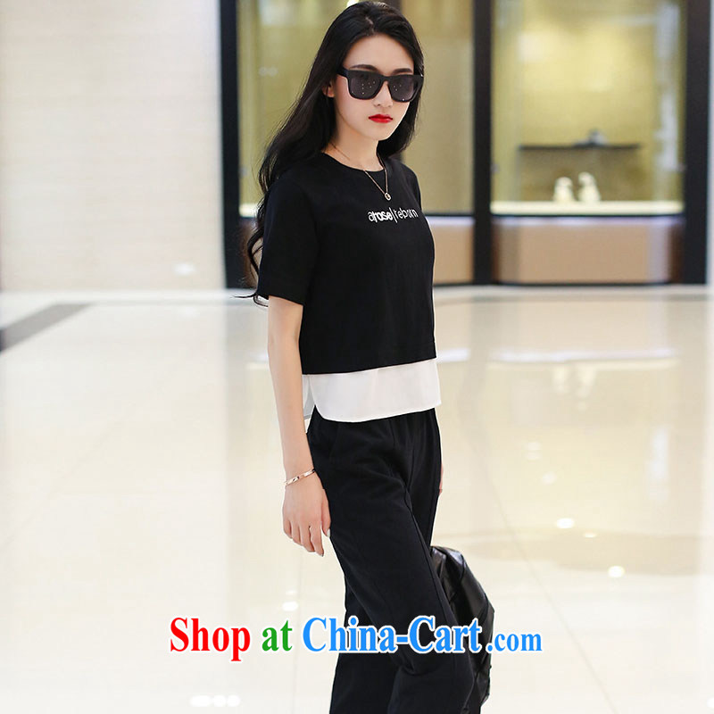MR HENRY TANG year summer new, short-sleeved sweater casual two-piece large, loose knitted Kit black 1968 XL 3 150 - 160 jack, Tang, and shopping on the Internet