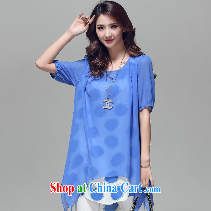 The recalled that Hee-2015 summer new, larger female thick mm short-sleeve loose, long dress 0074 blue XXXL recommendations 150 - 170 jack, recalling that Hee, shopping on the Internet
