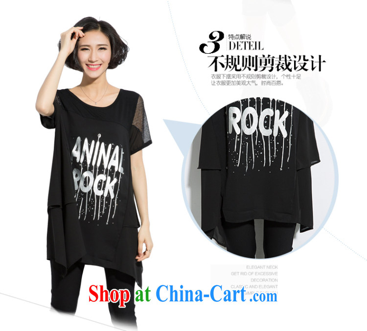 Eternal show the fat increase, female T-shirts thick mm summer 2015 new thick sister fat, video thin, long, Korean hot letter stamp loose T pension black 2 XL pictures, price, brand platters! Elections are good character, the national distribution, so why buy now enjoy more preferential! Health