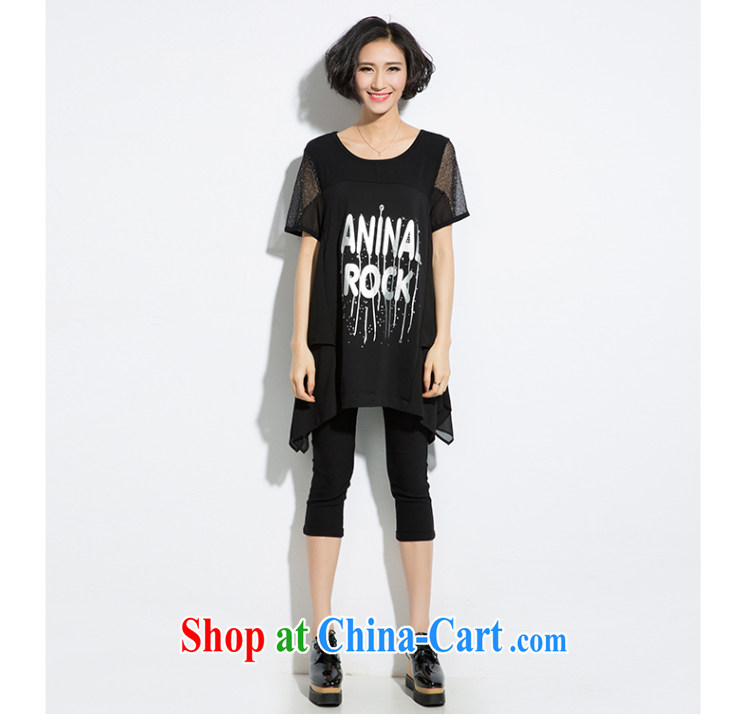 Eternal show the fat increase, female T-shirts thick mm summer 2015 new thick sister fat, video thin, long, Korean hot letter stamp loose T pension black 2 XL pictures, price, brand platters! Elections are good character, the national distribution, so why buy now enjoy more preferential! Health