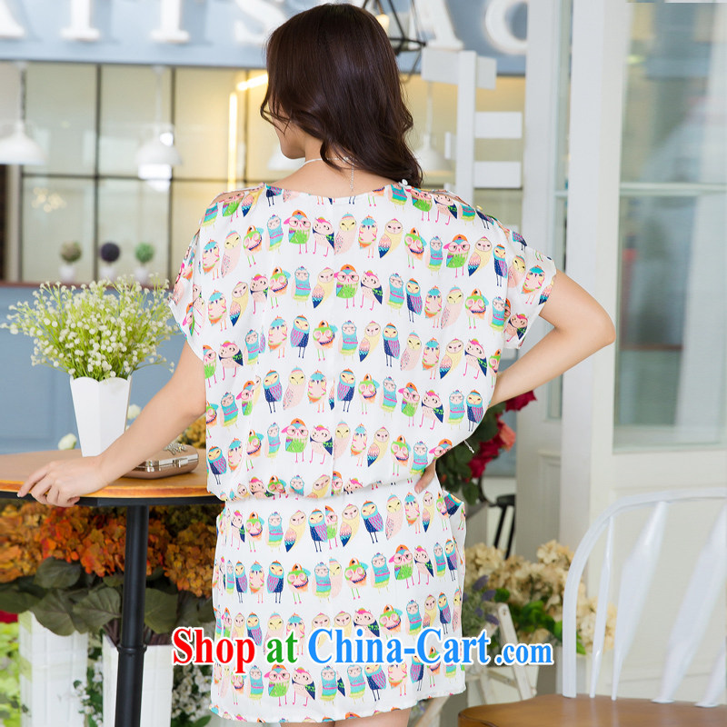 Huan Zhu Ge Ge Ge 2015 and indeed XL female summer new Korean version mm thick-waist graphics thin card stamp short-sleeved dresses X 5290 white 3XL, giggling auspicious, shopping on the Internet