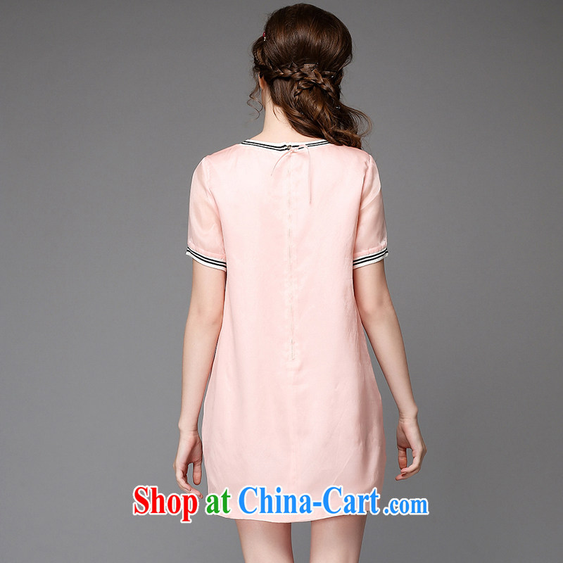 Discipline and Mona Lisa 2015 summer new in Europe and America, the female loose video thin dresses girls in long, thick mm solid skirt genuine A710 - pink 3XL, discipline, Elizabeth, and shopping on the Internet