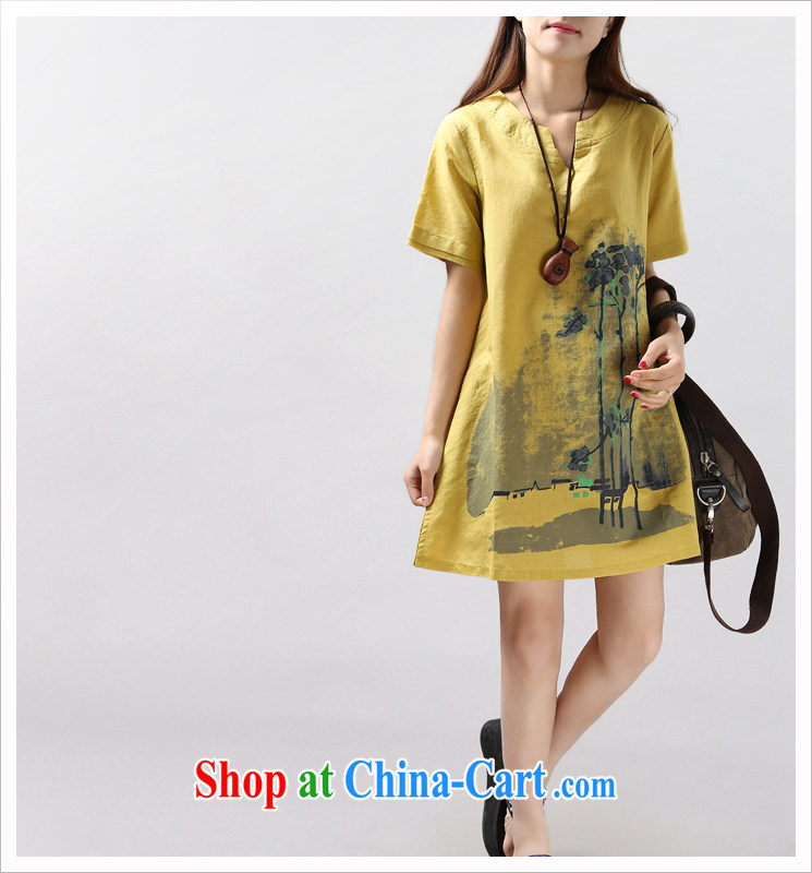 Poet, summer 2015 new large, loose video thin female cotton Ma arts 100 solid ground shirt, long, linen painting Female short-sleeved shirt T Kang yellow XL pictures, price, brand platters! Elections are good character, the national distribution, so why buy now enjoy more preferential! Health