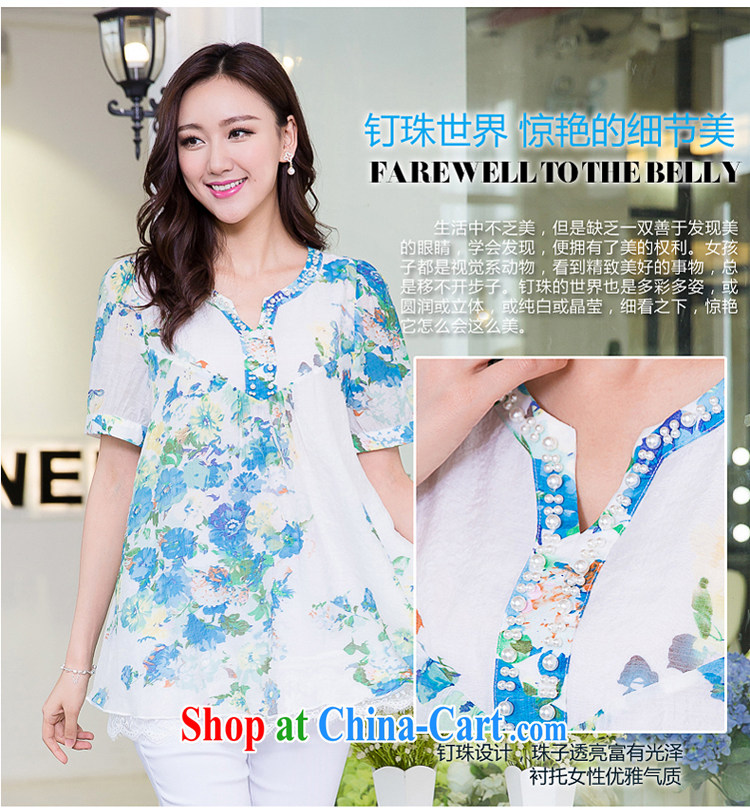 Huan Zhu Ge Ge Ge 2015 and indeed increase, female summer new thick mm video thin lace lace stylish stamp T shirt, long T-shirt girls 5261 blue 3 XL pictures, price, brand platters! Elections are good character, the national distribution, so why buy now enjoy more preferential! Health