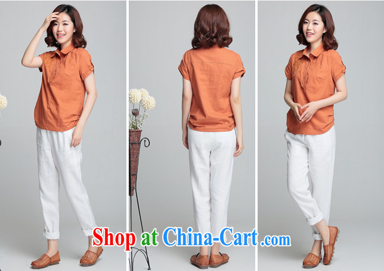 If code 2015 summer new, loose the code short-sleeved cotton the Korean fashion linen shirts blouses Tibetan cyan 3 XL pictures, price, brand platters! Elections are good character, the national distribution, so why buy now enjoy more preferential! Health