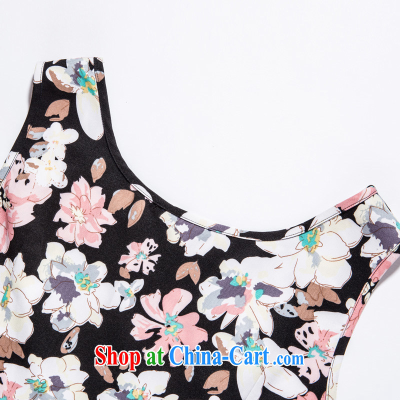 The multi-po 2015 summer new thick MM larger female floral beauty graphics thin sleeveless dresses Q 1090 suit 3 XL, with Po, Miss CHOY So-yuk (CAIDOBLE), online shopping