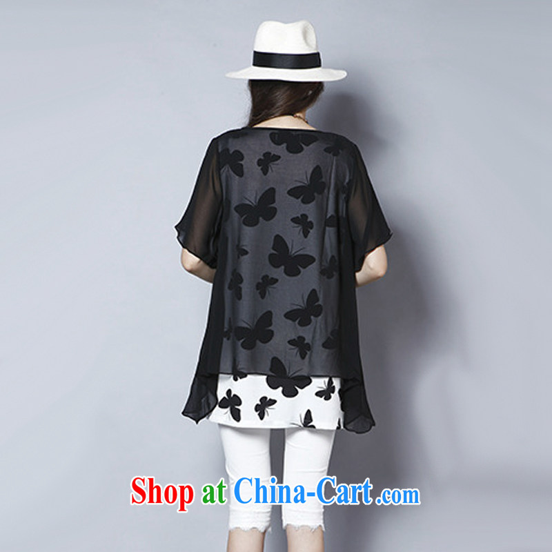 Replace-ting zhuangting 2015 Summer in Europe and the new, larger female butterfly stamp short sleeve loose snow-woven dresses 8222 black XL, Ting (zhuangting), online shopping