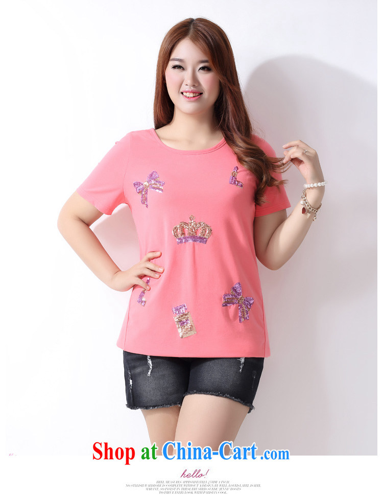 The multi-po 2015 summer new thick MM larger female Korean sweet pearl-embroidered short sleeves shirt T female A 3893 peach 3XL pictures, price, brand platters! Elections are good character, the national distribution, so why buy now enjoy more preferential! Health