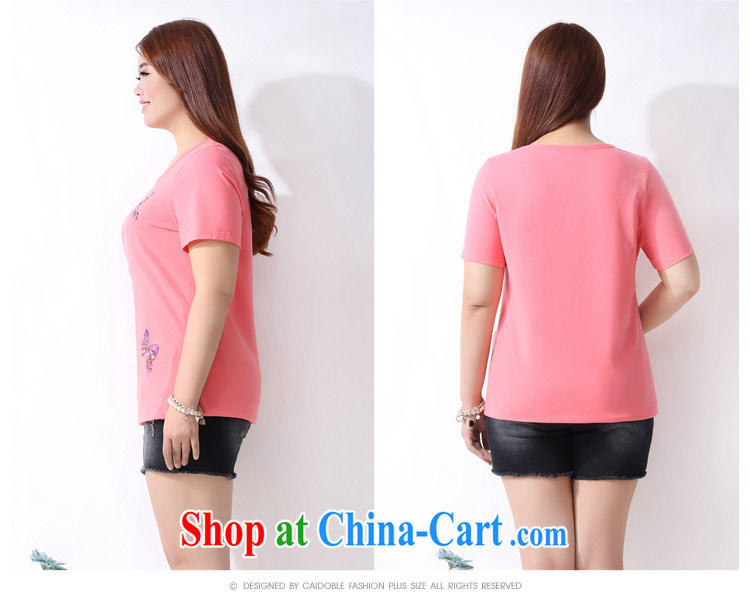 The multi-po 2015 summer new thick MM larger female Korean sweet pearl-embroidered short sleeves shirt T female A 3893 peach 3XL pictures, price, brand platters! Elections are good character, the national distribution, so why buy now enjoy more preferential! Health