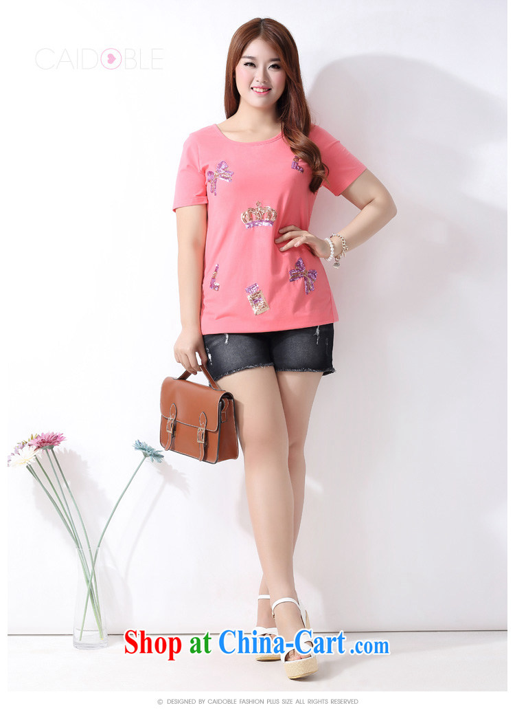 The multi-po 2015 summer new thick MM larger female Korean sweet pearl-embroidered short sleeves shirt T female A 3893 peach 3XL pictures, price, brand platters! Elections are good character, the national distribution, so why buy now enjoy more preferential! Health