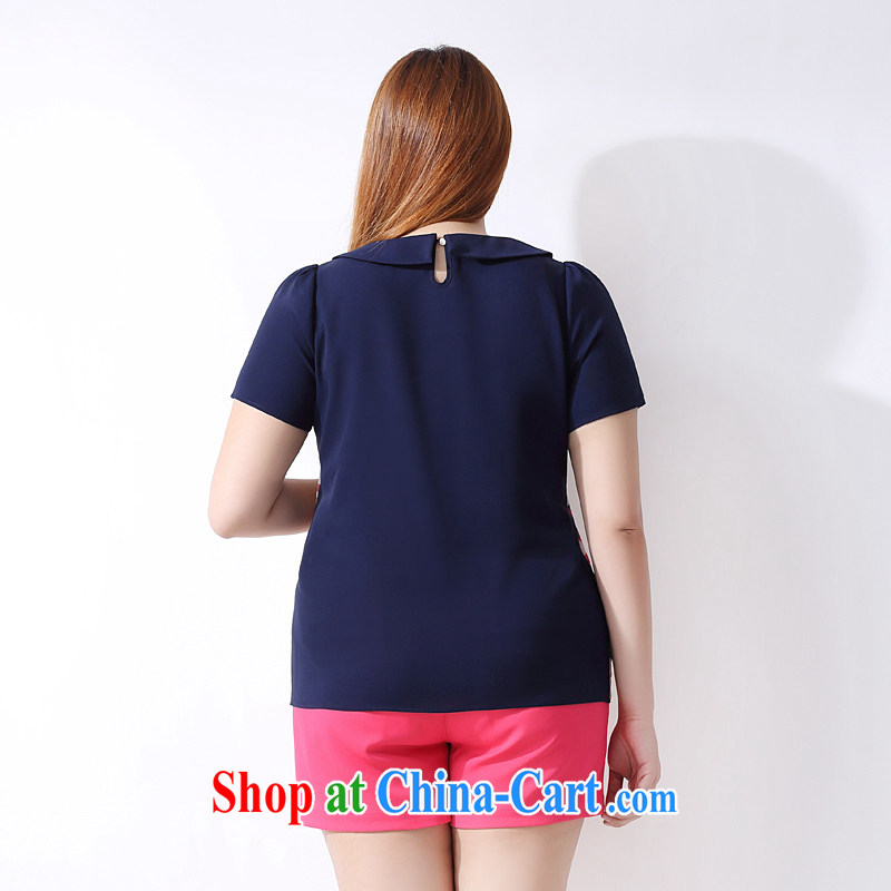 The multi-po 2015 summer new thick MM larger female stamp graphics thin knocked color short-sleeved shirt T female A 3850 blue 2 XL, the multi-po, Miss CHOY So-yuk (CAIDOBLE), online shopping