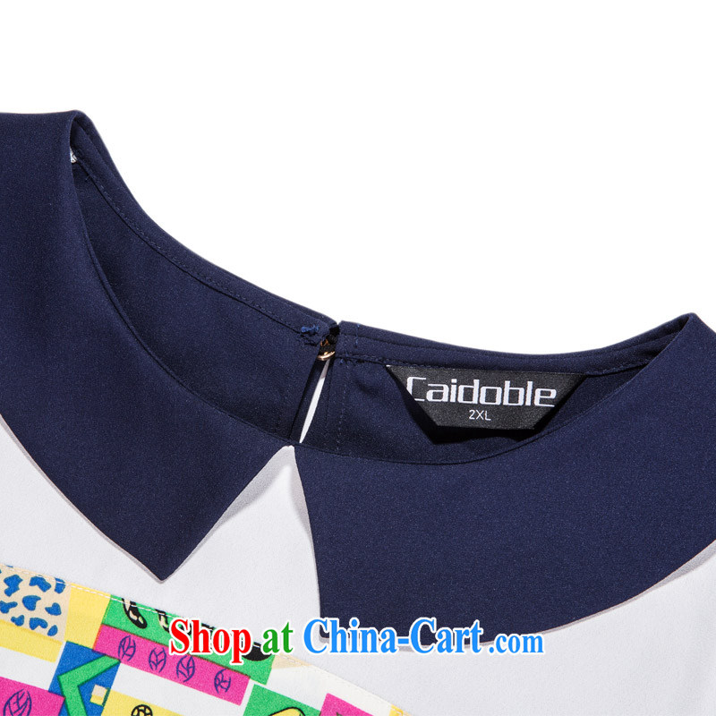The multi-po 2015 summer new thick MM larger female stamp graphics thin knocked color short-sleeved shirt T female A 3850 blue 2 XL, the multi-po, Miss CHOY So-yuk (CAIDOBLE), online shopping