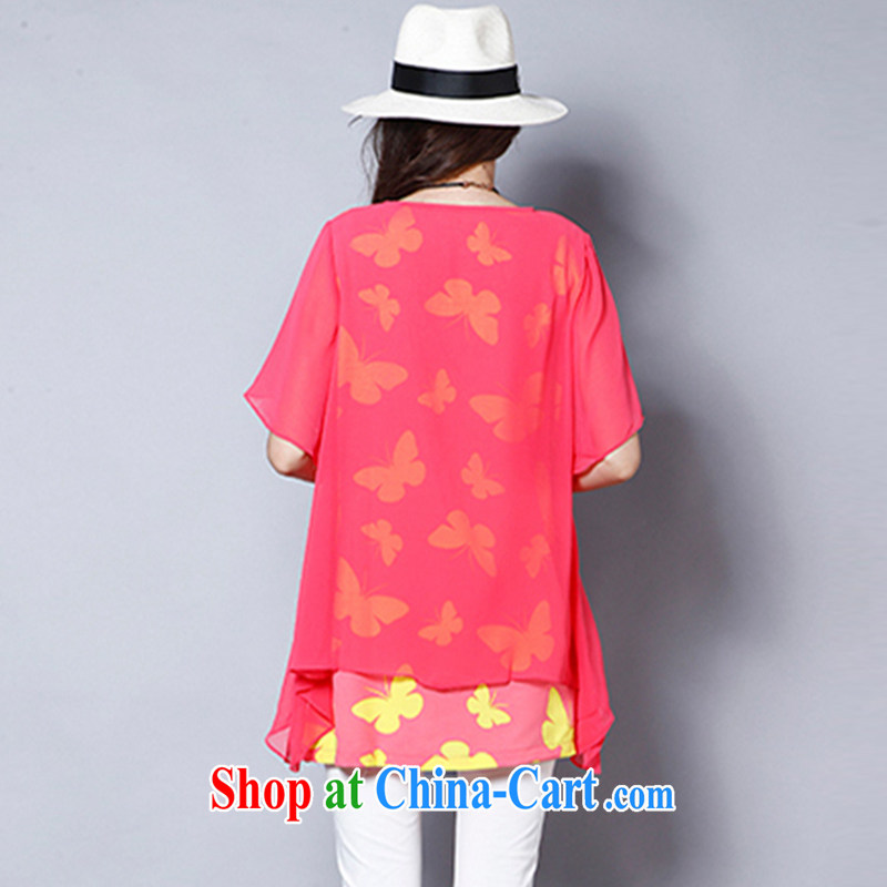Connie's dream in Europe 2015 summer new, larger female thick mm butterfly stamp short sleeve loose snow woven dresses J 8222 the red XXL, Anne's dream, and, shopping on the Internet