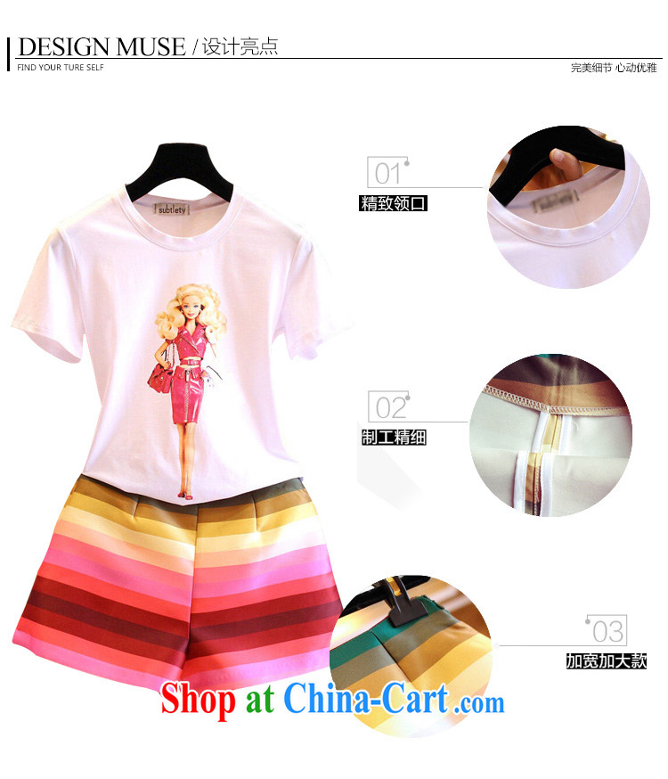 Purple long-sun Korean summer new, two-piece and indeed increase, female fat mm cartoon short-sleeved T shirt T-shirt + Rainbow striped short pants 7249 #5 XL 180 - 200 Jack left and right pictures, price, brand platters! Elections are good character, the national distribution, so why buy now enjoy more preferential! Health